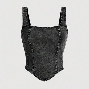 NWOT Acid Washed Denim Corset with Full Back Zipper